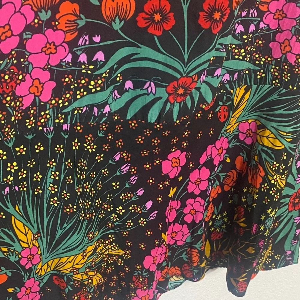 Free People Black Floral Mini Dress Size XS 57% Viscose 43%Lyocell